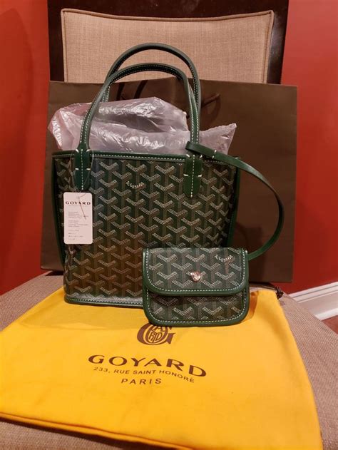 green goyard mini tote|authentic goyard anjou mini black.